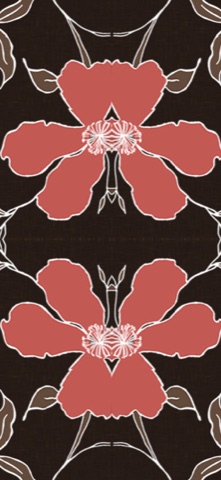 珊瑚色の花模様