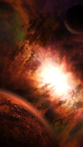 燃える星雲と惑星