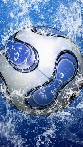 水しぶきのサッカーボール
