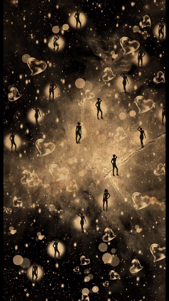 セピアの星空に黒い踊る人影